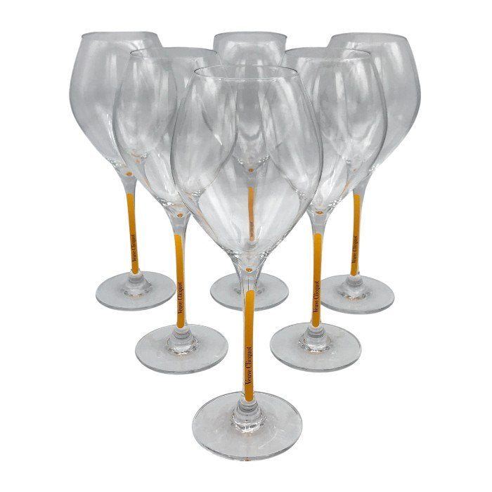 Veuve Clicquot ヴーヴクリコ シャンパングラス 6脚セット 280ml クリスタル イエローラベル フルート 中古 T1