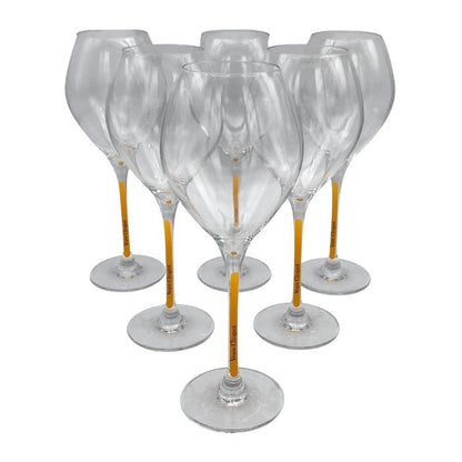 Veuve Clicquot ヴーヴクリコ シャンパングラス 6脚セット 280ml クリスタル イエローラベル フルート 中古 T1