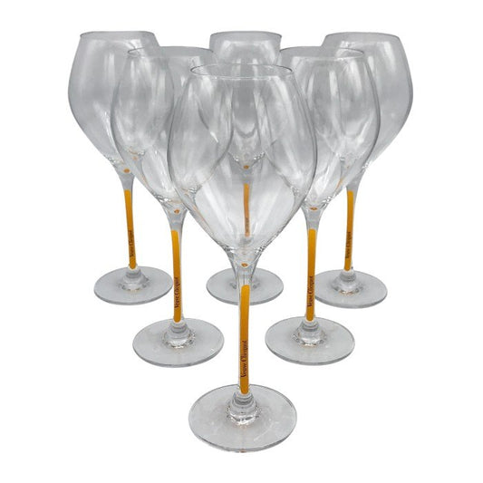 Veuve Clicquot ヴーヴクリコ シャンパングラス 6脚セット 280ml クリスタル イエローラベル フルート 中古 T1