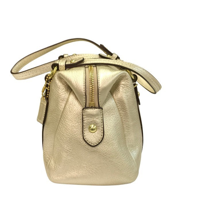 COACH コーチ ミニボストンバッグ レディース レザー ハンドバッグ オプアート メタリックゴールド 45524 中古 T1