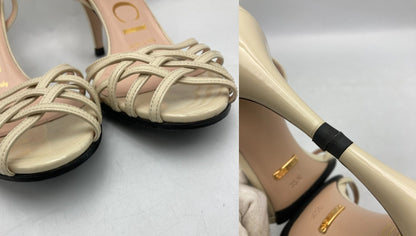 GUCCI グッチ パテントレザー アンクルストラップ サンダル サイズ35 1/2 レディース 中古 D4
