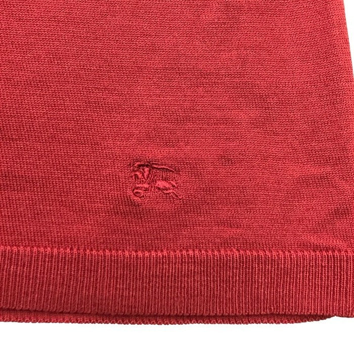 BURBERRY LONDON バーバリー ニットトップス レディース ウール セーター タートルネック チェック柄 リブ編み レッド 2サイズ FB042-923-16 中古 T1