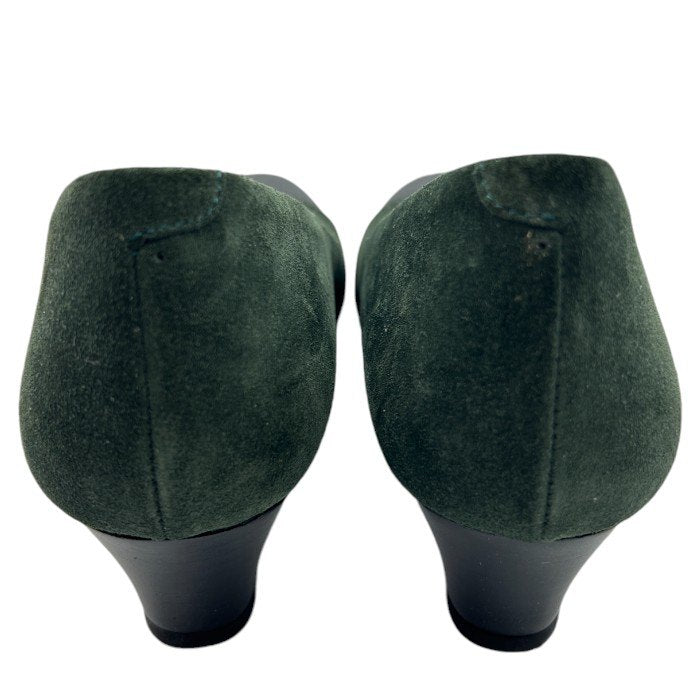 ing イング レザー スエード パンプス 22.5cm EE 本革 靴 シューズ グリーン ブラック 中古 W４