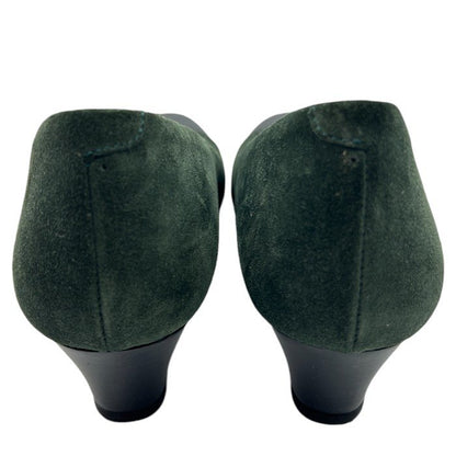 ing イング レザー スエード パンプス 22.5cm EE 本革 靴 シューズ グリーン ブラック 中古 W４