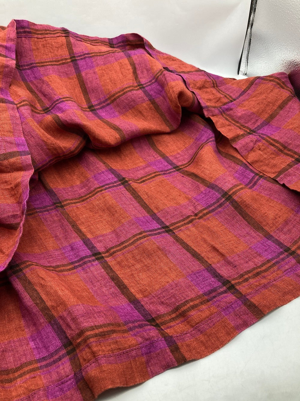 nofl ノフル チェック柄 リネン スカート サイズM～L 中古 D4