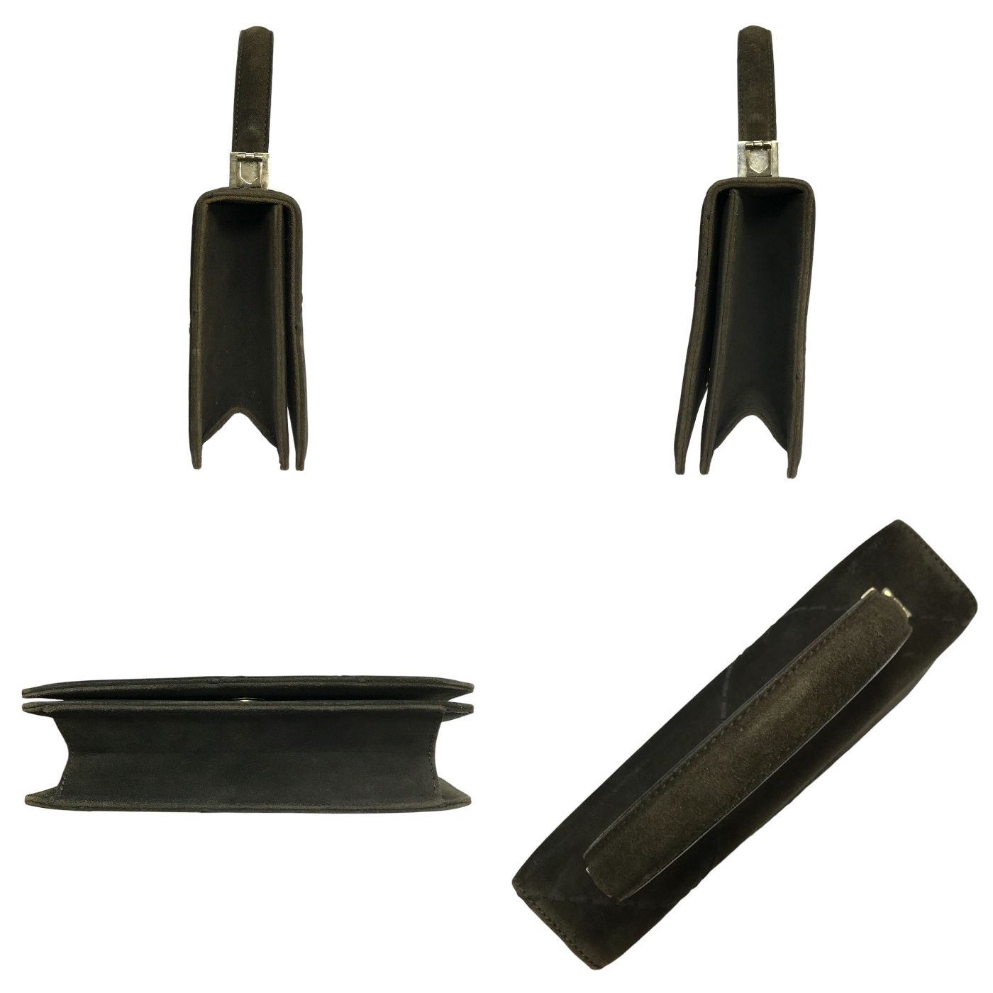 Salvatore Ferragamo フェラガモ ハンドバッグ レディース スウェード 2way ショルダーバッグ ミニサイズ ダークブラウン/グレー DY-219767 中古 T1