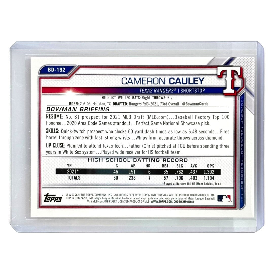 TOPPS MLBカード BOWMAN 1ST CAMERON CAULEY TEXAS RANGERS /50 #BD-192 中古 IT1