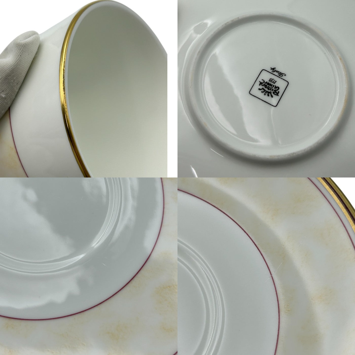 【中古】 Richard Ginori リチャードジノリ ジオカルティン プリマクラッセコラボ カップ＆ソーサー シュガーポット クリーマー ５客セット 洋食器 廃盤 ブランド 紅茶 ティー W４