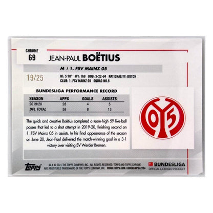 TOPPS サッカーカード CHROME JEAN-PAUL BOETIUS MAINZ 05 /25 #69 中古 IT1