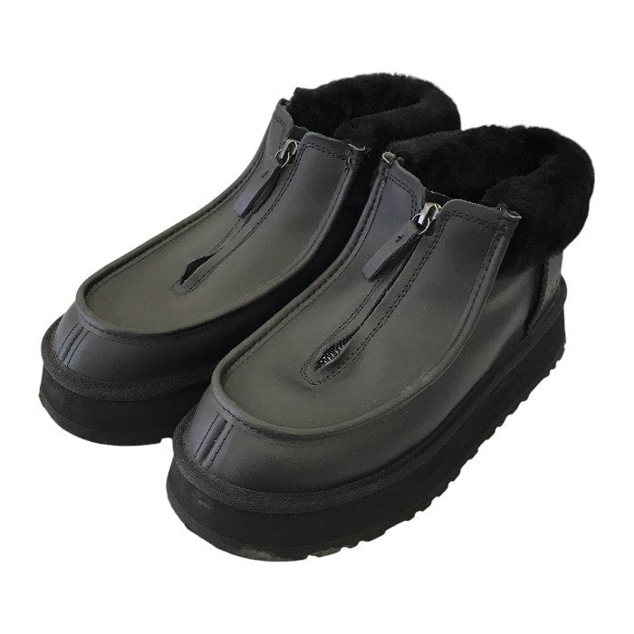 UGG アグ ファンケット ブーツ レディース レザー ジップアップ 厚底 艶消し マット ブラック 25cm 1120877 中古 T1
