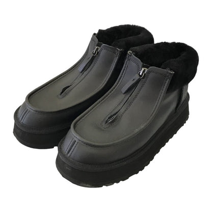 UGG アグ ファンケット ブーツ レディース レザー ジップアップ 厚底 艶消し マット ブラック 25cm 1120877 中古 T1