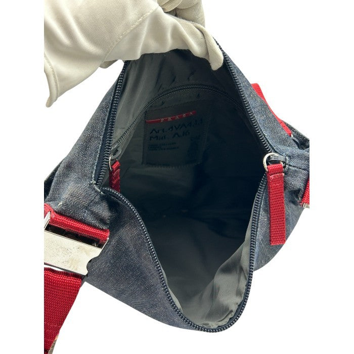 PRADA SPORT プラダ スポーツ ショルダー バッグ 4VA433 鞄 ブランド レディース デニム レッド サコッシュ 中古 W４