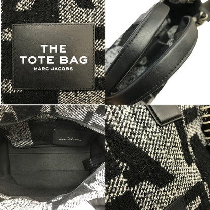 MARC JACOBS マークジェイコブス THE TOTE BAG SMALL トートバッグ レディース ブランケット ツイード ロゴ ブラック/ホワイト スモールサイズ M0016741 中古 T1