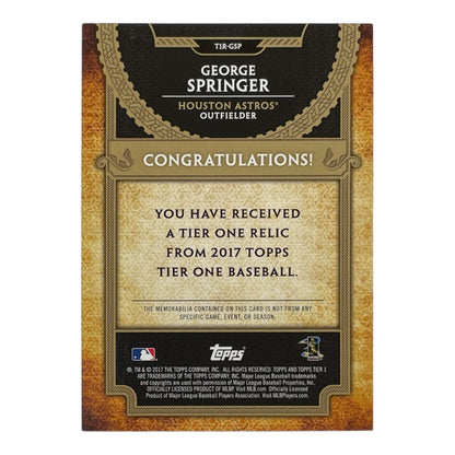 TOPPS MLBカード TIER 1 GEORGE SPRINGER HOUSTON ASTROS /331 #T1R-GRP 中古 IT2
