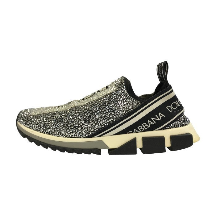 DOLCE & GABBANA ドルチェ＆ガッバーナ ソレント スニーカー メンズ ローカット ラインストーン スリッポン ブラック/ホワイト 43サイズ CS1724AZ1831 中古 T1