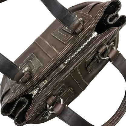 COACH コーチ ハンドバッグ レディース レザー セミショルダー ベルトデザイン ブラウン 02764 中古 T1