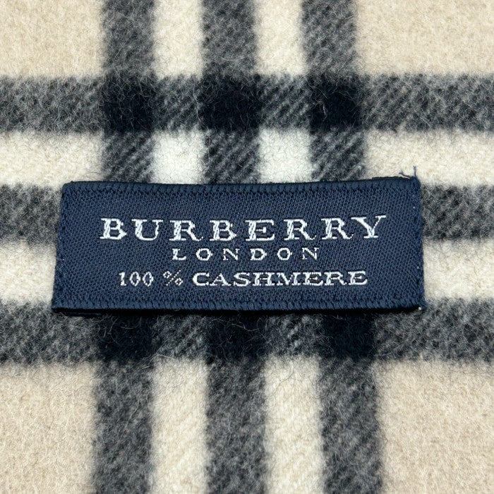BURBERRY LONDON バーバリー ロンドン ノバチェック カシミヤ 100％ マフラー 秋 冬 レディース メンズ ストール ベージュ 中古 W４