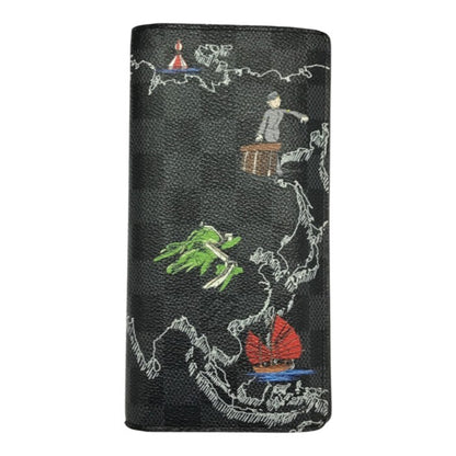 LOUIS VUITTON ルイヴィトン ダミエ グラフィット マップ ポルトフォイユ・ブラザNM 長財布 ユニセックス 2つ折り イラスト ブラック/グレー N40202 中古 T1