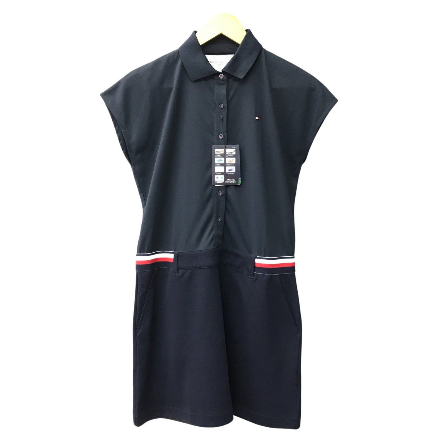 TOMMY HILFIGER GOLF ワンピース レディース フレンチスリーブ ノースリーブ ゴルフウェア ネイビー Lサイズ THLA217 中古 T1