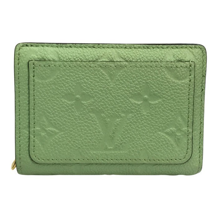 LOUIS VUITTON ルイヴィトン モノグラム アンプラント ポルトフォイユ・クレア 財布 レディース レザー 2つ折り 小銭入れ コンパクト グリーン M82049 中古 T1