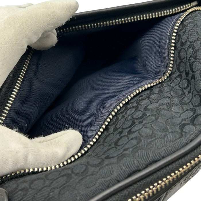 COACH コーチ ミニシグネチャー セカンドバッグ F05094 メンズ レディース ブラック お出かけ 中古 W４