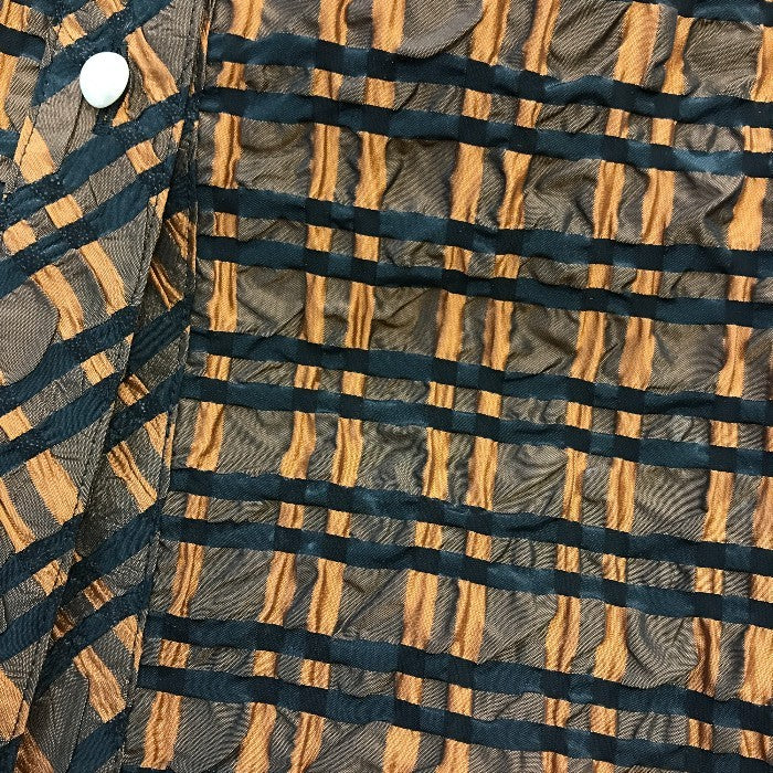 Rene ルネ TISSUE ワンピース レディース フレア 5分袖 チェック柄 ベルト付き しわ加工 ブラウン 36サイズ 6136077 中古 T1