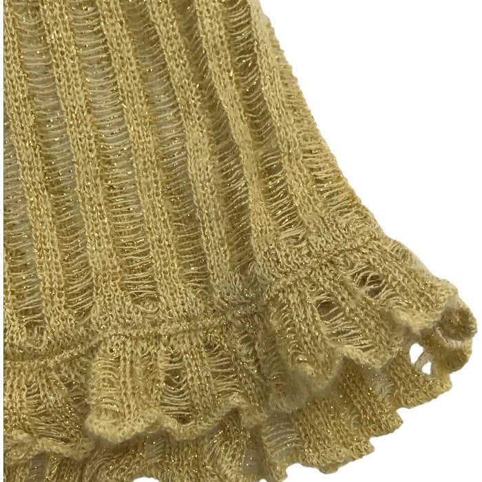 LOUIS VUITTON ルイヴィトン ニットトップス レディース フレンチスリーブ フリル カシミヤ/シルク ラメ セーター ベージュ Mサイズ 中古 T1