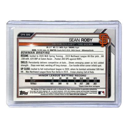 TOPPS MLBカード BOWMAN CHROME SEAN ROBY GIANTS 025/100 #CPA-SRO 中古 IT2