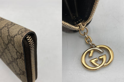 GUCCI グッチ GGスプリーム ラウンドファスナー長財布 212110 中古 D4