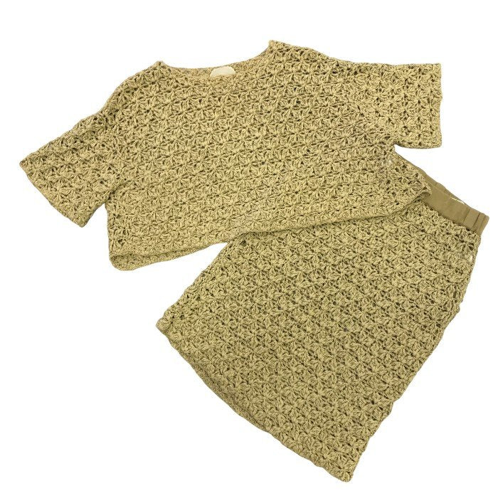 iliann loeb イリアンローブ セットアップ レディース 夏 綿100％ ベージュ 192-119 半袖 上下セット トップス スカート 中古 MK1