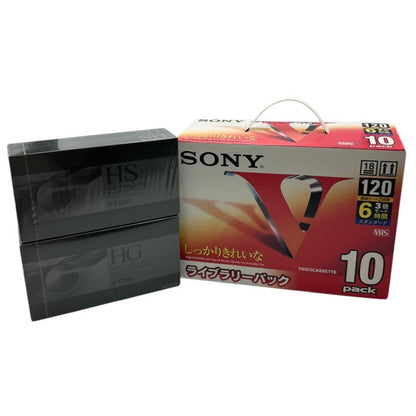 未使用品 SONY 録画用VHSビデオカセットテープ 120分 10巻 スタンダード 10T120VL TDK HG 2本 HS 2本 ソニー ビデオテープ ライブラリーパック セット 中古 W４