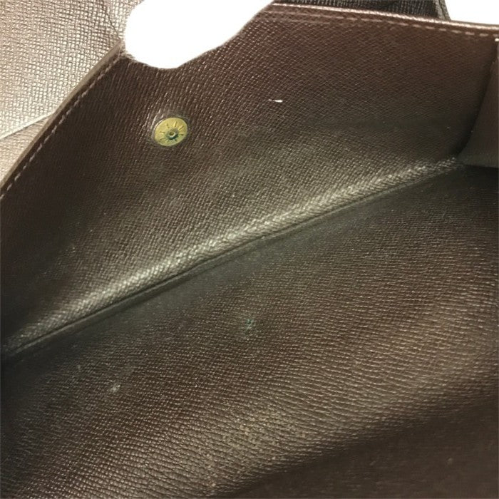 LOUIS VUITTON ルイヴィトン ダミエ ポルトトレゾールインターナショナル 長財布 ユニセックス 三つ折り 小銭入れあり ホック ブラウン N61215 中古 T1