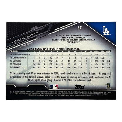 TOPPS MLBカード CHROME WALKER BUEHLER LOS ANGELES DODGERS #57 中古 IT2
