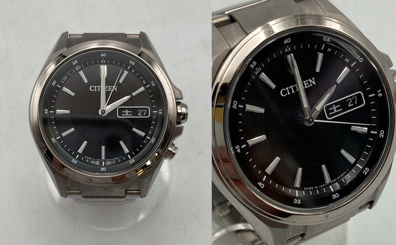 CITIZEN シチズン アテッサ デイデイト エコドライブ 電波時計 AT6040-58E 中古 D4