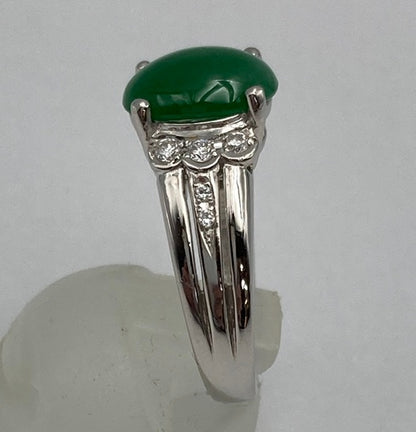 Pt900 ヒスイ(翡翠)3.03ct ダイヤ0.16ct リング 12号 中古 D4
