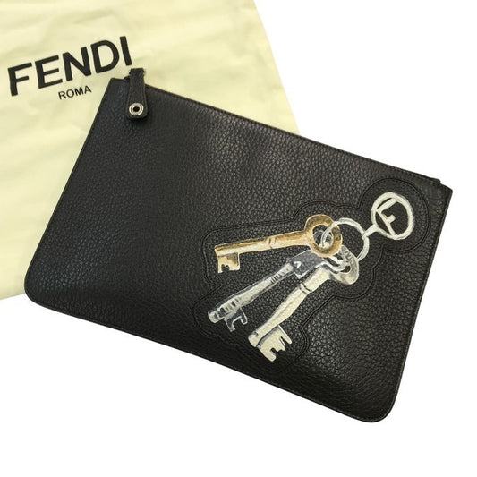 FENDI フェンディ クラッチバッグ レディース レザー 鍵 キー セカンドバッグ ブラック 7N0078 中古 1