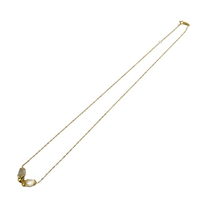 K18 ネックレス レディース スクリューチェーン ウサギモチーフ 乳白色 石付き ゴールド 40cm 中古 T1