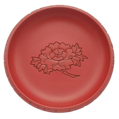 【未使用品】 村上木彫堆朱 鉄鉢型 菓子鉢 牡丹唐草 約24cm (8寸) 通産大臣指定伝統的工芸品 中古 H4
