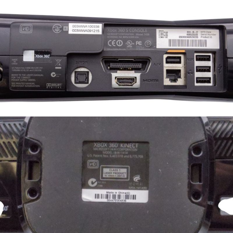 Microsoft Xbox360S本体(250GB) + Kinect＆ゲームソフト４本セット 中古 a1