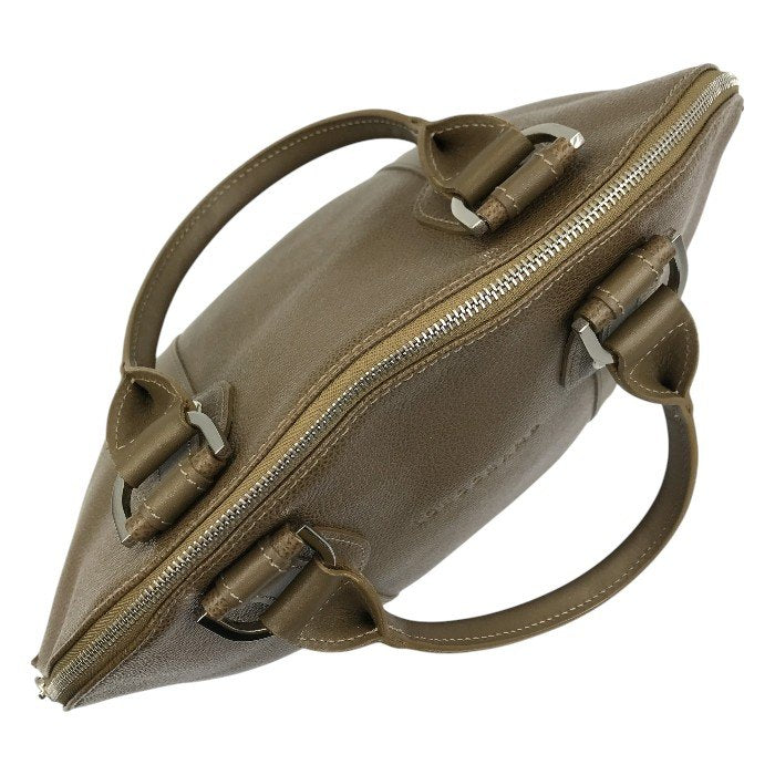 LONGCHAMP ロンシャン ハンドバッグ レディース レザー シンプル アーチ型 ジップ ブラウン 中古 T1