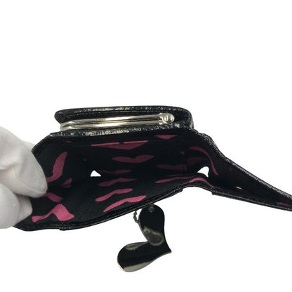 Think Bee シンクビー 三つ折り財布 レディース ハート がま口 ゼブラ柄 中古 KW1