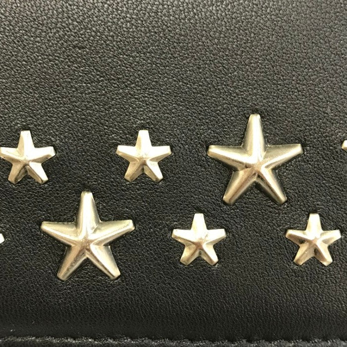 JIMMY CHOO ジミーチュウ ニノ 長財布 レディース 2つ折り レザー NINO 小銭入れ付き スタースタッズ ブラック 中古 T1