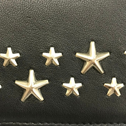JIMMY CHOO ジミーチュウ ニノ 長財布 レディース 2つ折り レザー NINO 小銭入れ付き スタースタッズ ブラック 中古 T1