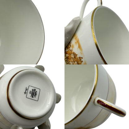 【中古】 Richard Ginori リチャードジノリ ジオカルティン プリマクラッセコラボ カップ＆ソーサー シュガーポット クリーマー ５客セット 洋食器 廃盤 ブランド 紅茶 ティー W４