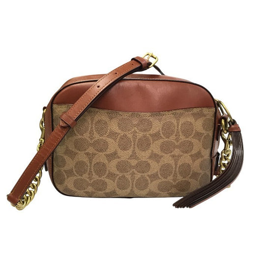 COACH コーチ ショルダーバッグ レディース PVCシグネチャー 斜め掛け チェーン ブラウン 31208 中古 T1