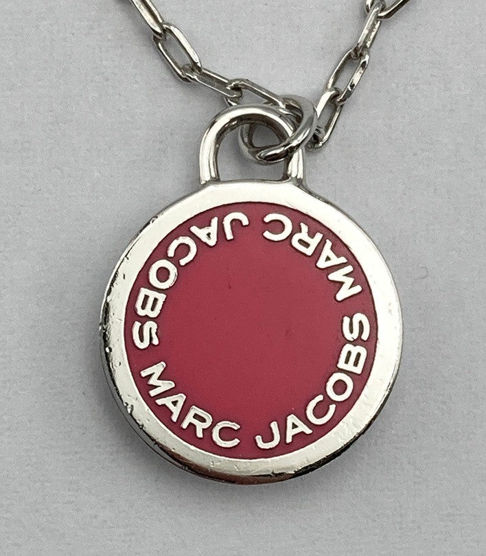 MARC JACOBS マークジェイコブス ロゴ ディスク エナメル ネックレス ピンク 中古 D4