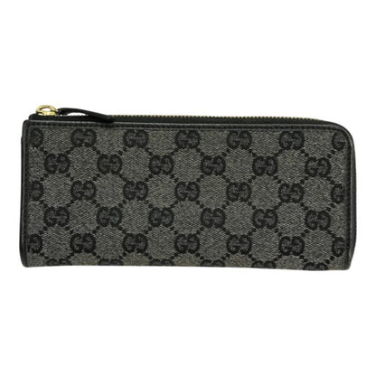 GUCCI グッチ GGキャンバス 長財布 レディース L字ファスナー スリム ジャガード ブラック/グレー 268917 中古 T1