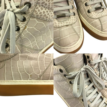 JIMMY CHOO ジミーチュウ スニーカー メンズ ハイカット クロコ型押し レザー ロゴソール ホワイト系 43サイズ 中古 T1