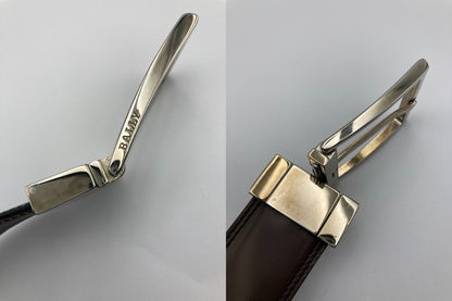 BALLY バリー 回転バックル レザー ベルト リバーシブル ブラウン(艶あり)/ブラウン 中古 D4