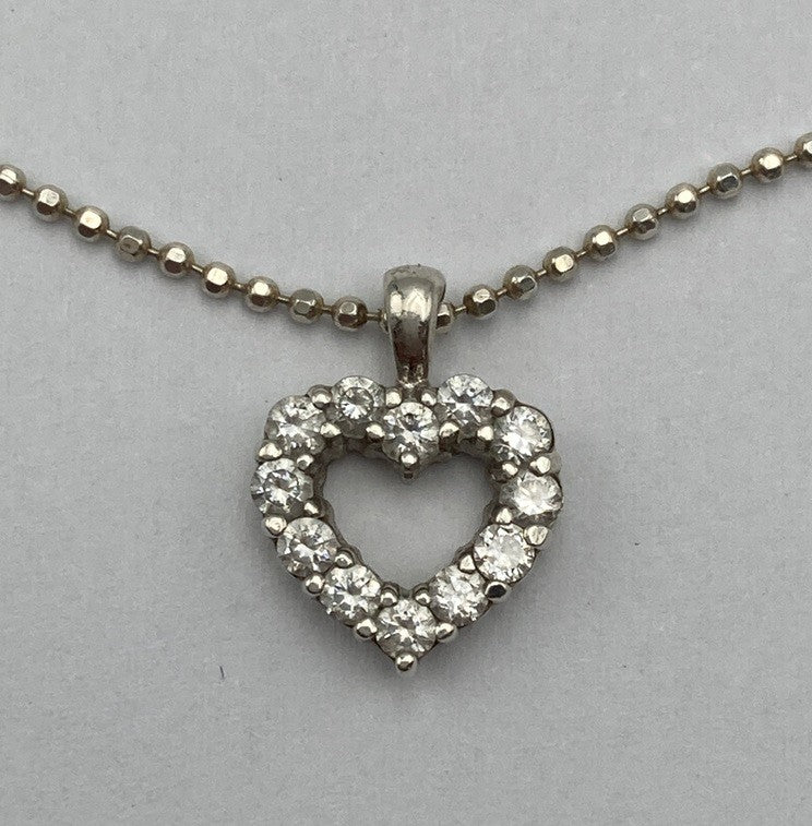 シルバー925 ハートトップ ネックレス 中古 D4